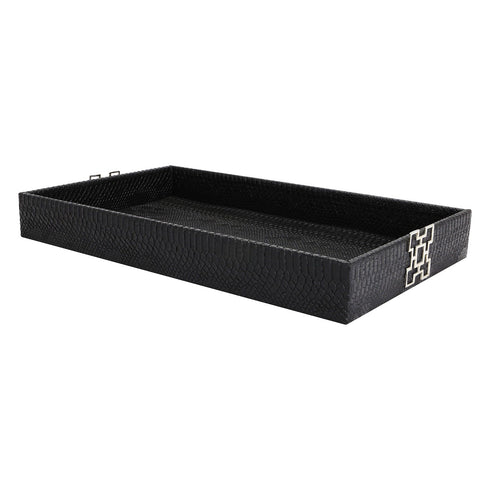 Black Croc Leather Tray Geo